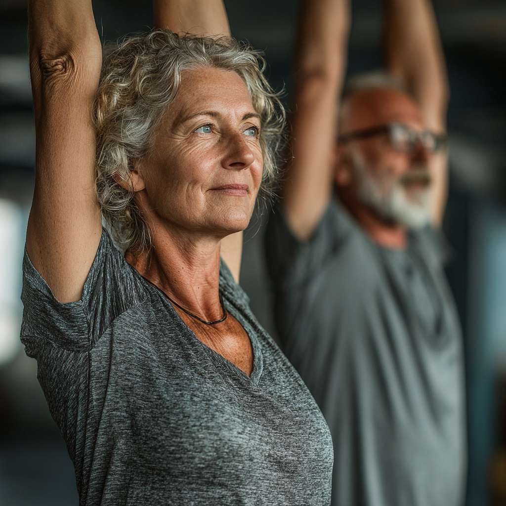 Досвідчений тренер працює з клієнтом старшого віку