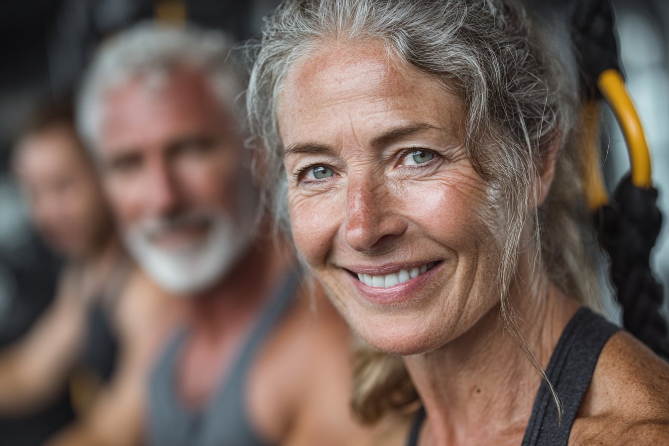 Група людей старшого віку під час фітнес заняття